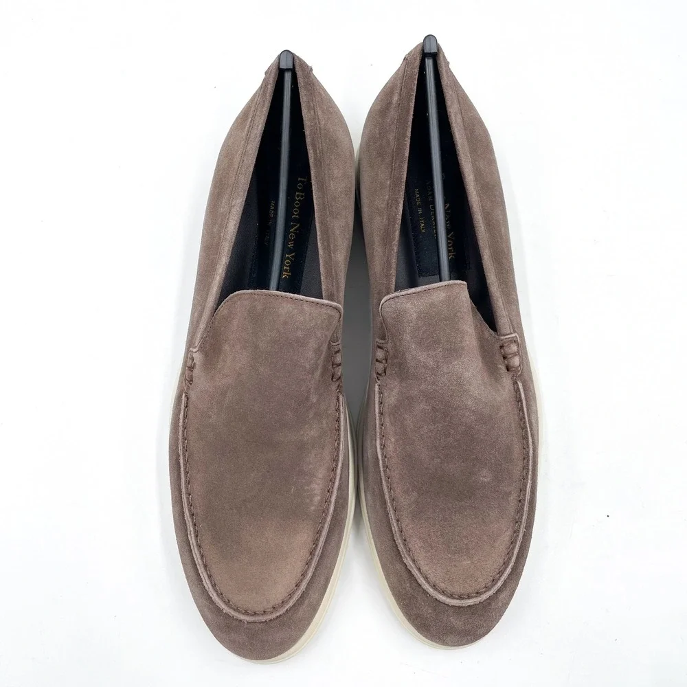 To Boot New York Cassidy Suede Leather Loafers Taupe Grey Slip On‎ Men's Sz 9.5